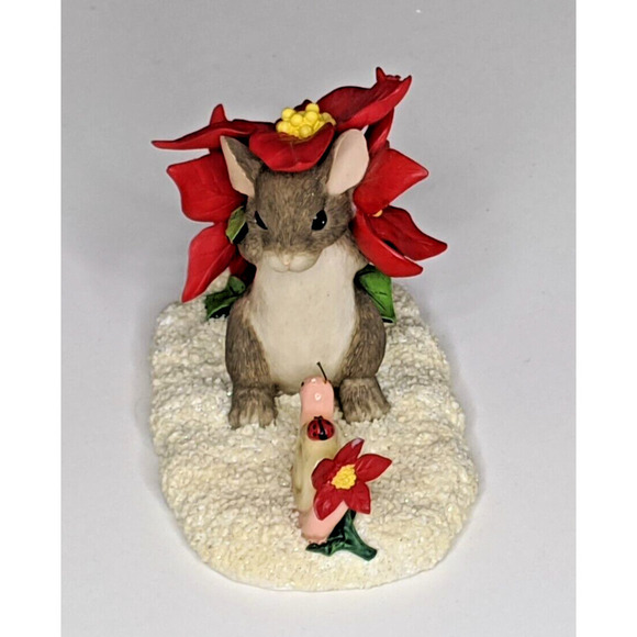 Charming Tails HAPPY HOLIDAY BOUQUET Christmas Poinsettias Fitz & Floyd 98/235 - Picture 4 of 5